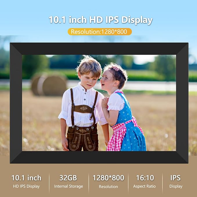 FRAMEO Digital Photo Frame WiFi 32GB 10.1 Inch 1280x800 IPS Touch Screen - Image 2