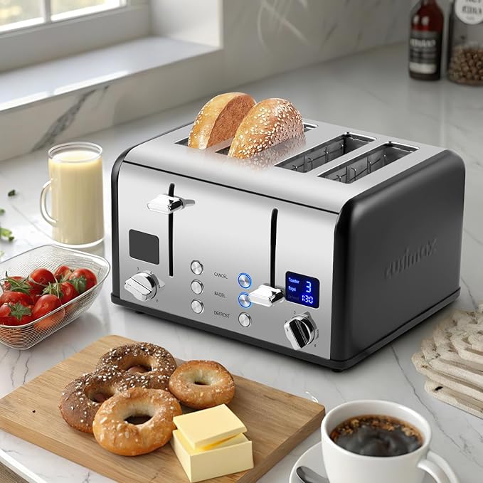 CUSIMAX 4 Slice Toaster with Smart LED Display, Stainless Steel Toaster with - Image 2