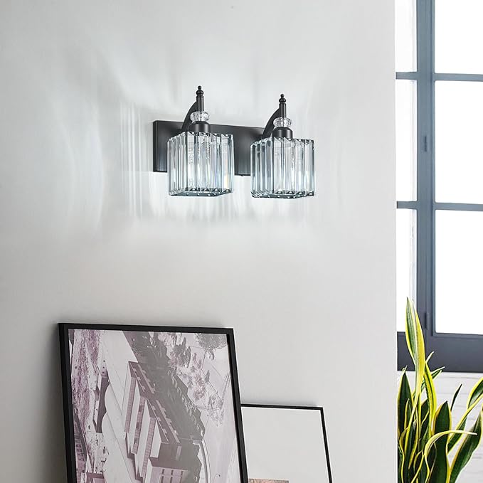 BBLLWJ Modern Bathroom Vanity Light 2-Light Black Crystal Light Fixtures Over - Image 6