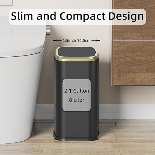 8L/2.1 Gallon Small Bathroom Trash Can - Image 2