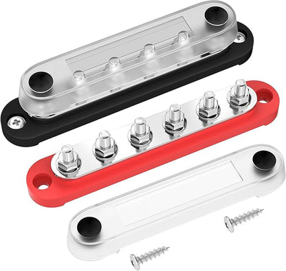 DAIERTEK Marine Bus Bar 12V 6 x 1/4" Terminal Studs 12 Volt Bus Bar Power by DaierTek