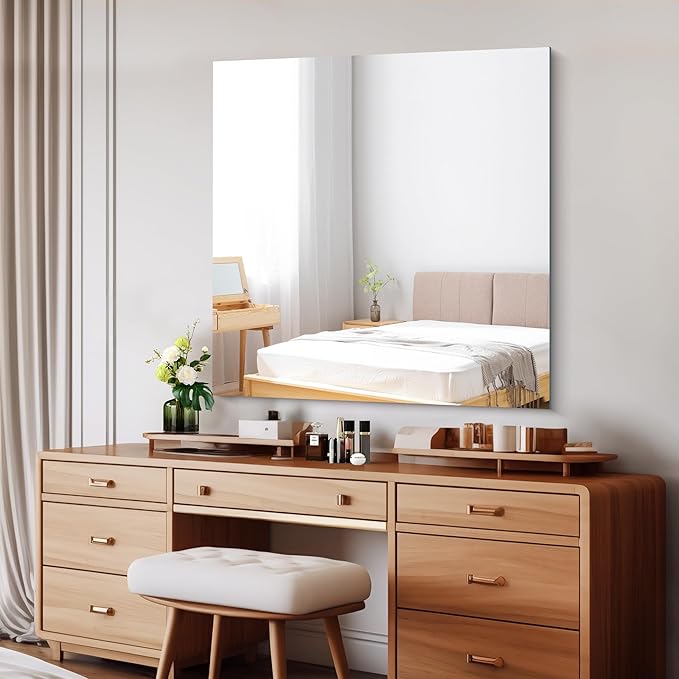 CILIBER Frameless Mirror, 39x39 inch Square Bathroom Mirrors - Image 2
