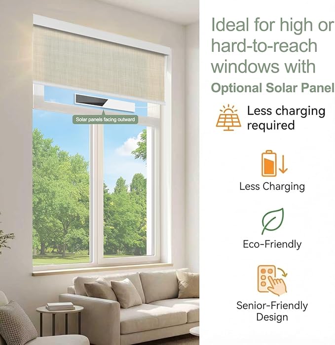 Tipiace Motorized Blinds with Remote Window Roller Shade Wireless Rechargeable - Image 7
