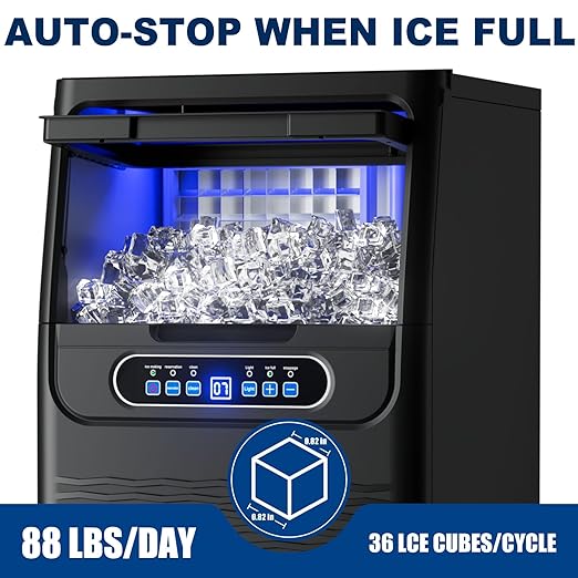 Ice Maker Countertop with Handle, 88lbs Per Day, Auto-Cleaning, Portable Sonic - Image 2