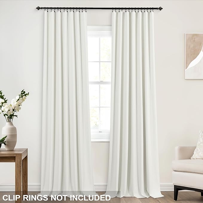 KOUFALL Ivory Back Tab Linen Blackout Curtains 92 Inches Long - Image 3