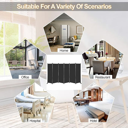 MAYOLIAH 6 Panel Folding Privacy Screen 9ft Wide, 6ft Tall Partition Room - Image 6
