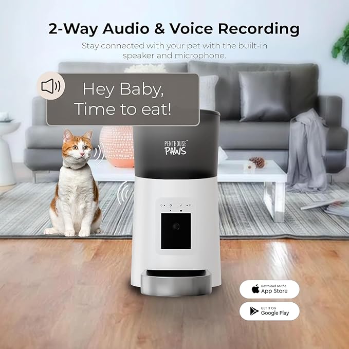 Penthouse Paws Smart HD Automatic Pet Feeder, 6L Dry Food Capacity, 1080p Camera - Image 4