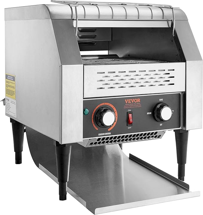VEVOR Commercial Conveyor Toaster, 300 Slices/Hour, Heavy Duty Stainless Steel - Image 9