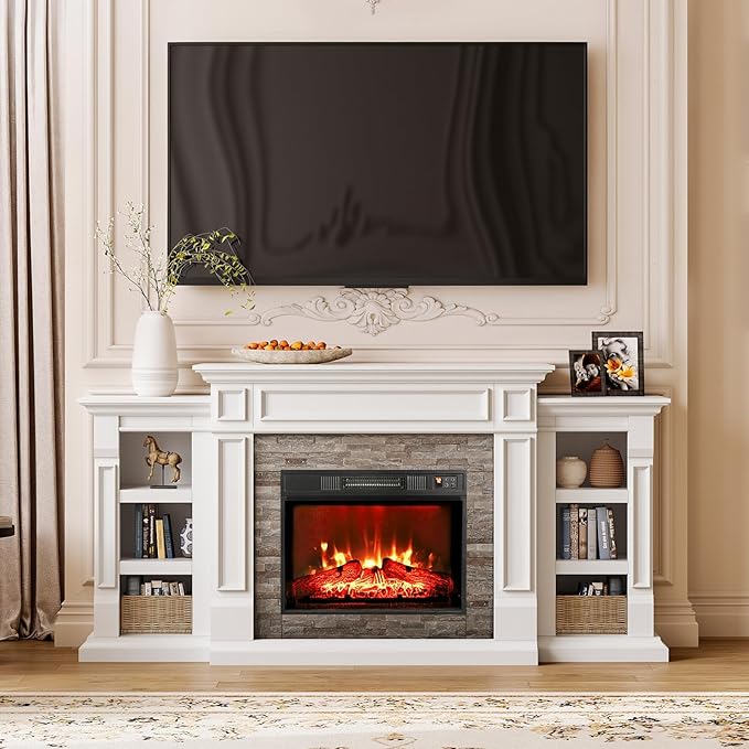 72" Electric Fireplace with Mantel, Fireplace TV Stand - Image 9