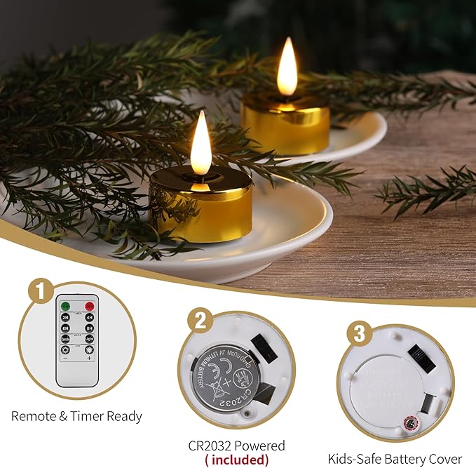 Eywamage Gold Christmas LED Tealights - Image 3