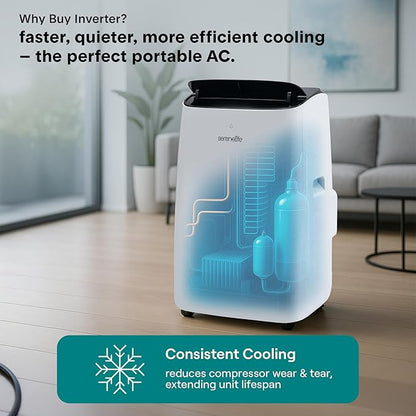 SereneLife 14000 BTU Ultra Quiet Portable Inverter Air Conditioner, Smart - Image 3