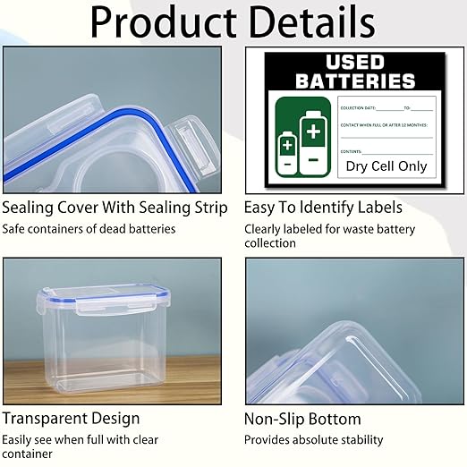 Battery Disposal Container for Used Dry Cell Batteries, Battery Recycling - Image 6