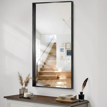 CIRCUMI Black Bathroom Mirror, Brushed Finish, Tempered Glass, Large Mirror - Image 4
