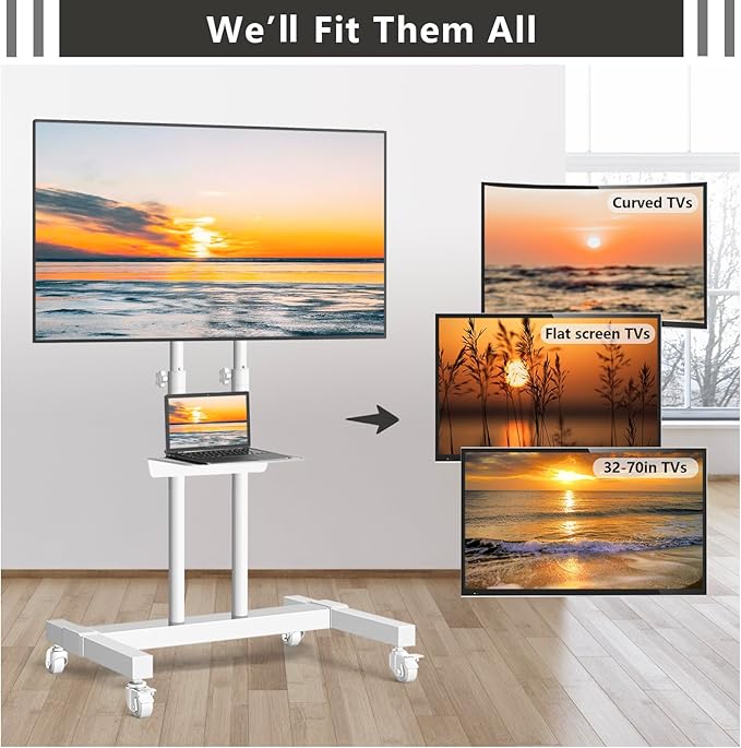 TVON Upgraded Mobile TV Stand on Wheels - Image 7