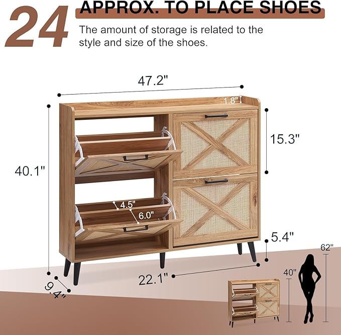Shoe Storage Cabinet, Boho Shoe Organizer - Image 2