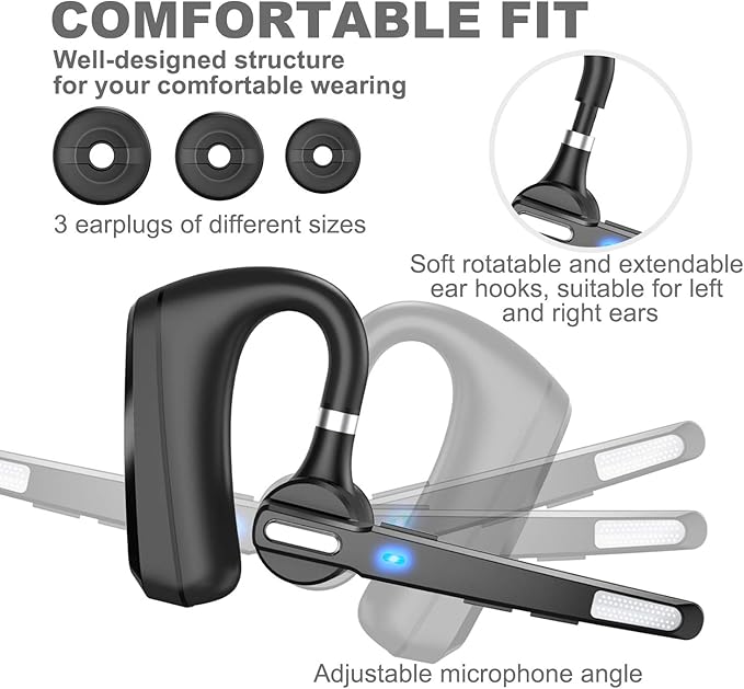 MQQC Bluetooth Headset V5.0, Wireless Bluetooth Earpiece 24Hrs HD Calling - Image 6