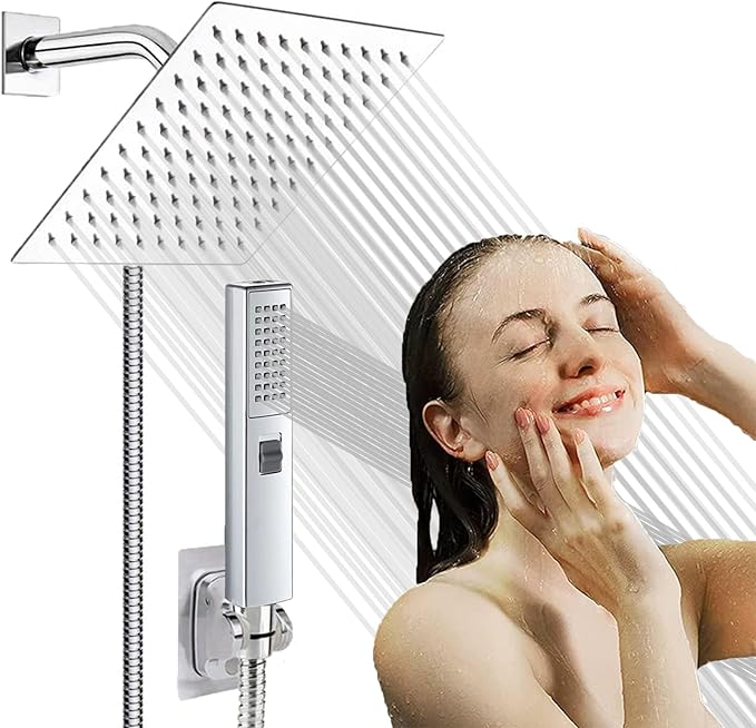 Dual Shower Heads with Handheld Spray Combo, Anti-Clog Nozzles, Ultra Thin by AWAXFOLO