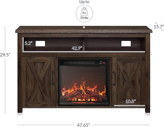 BELLEZE Modern 48" Barn Door Wood TV Stand - Image 5