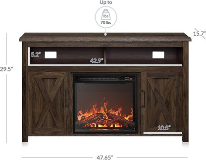 BELLEZE Modern 48" Barn Door Wood TV Stand - Image 5