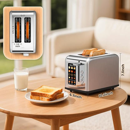 2 Slice Easy Touch Screen Toaster, Stainless Steel Toaster - Image 6