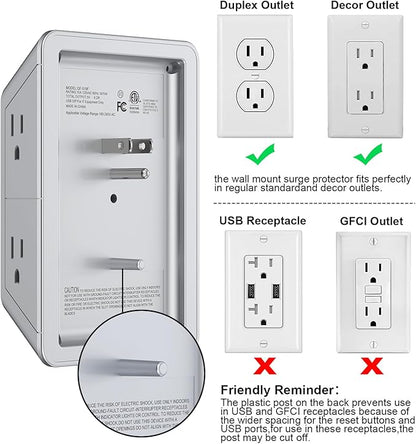 Multi Plug Outlet Surge Protector, Lvetek Outlet Extender - Image 6