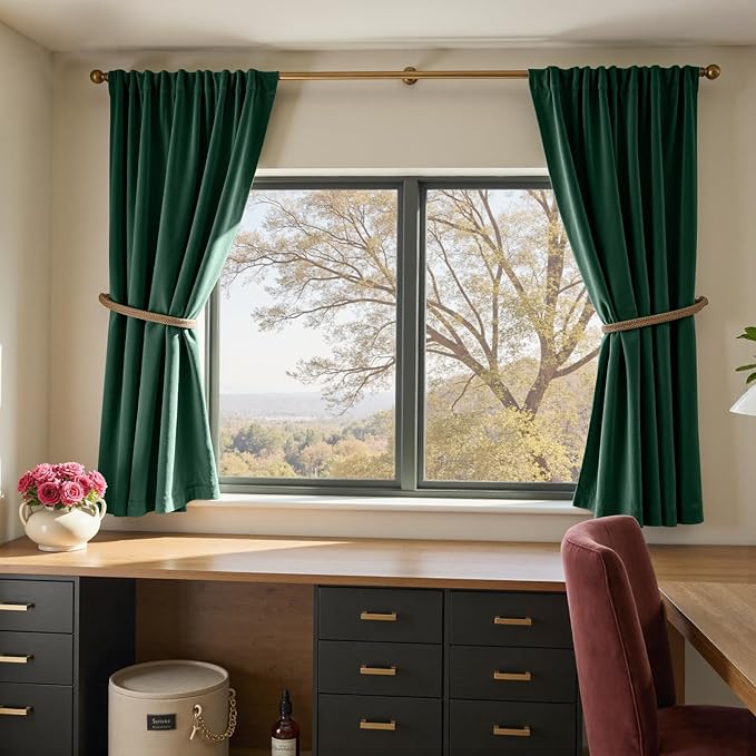 Lazzzy Velvet Blackout Curtains Thermal Insulated Room Window Drapes Super Soft - Image 5