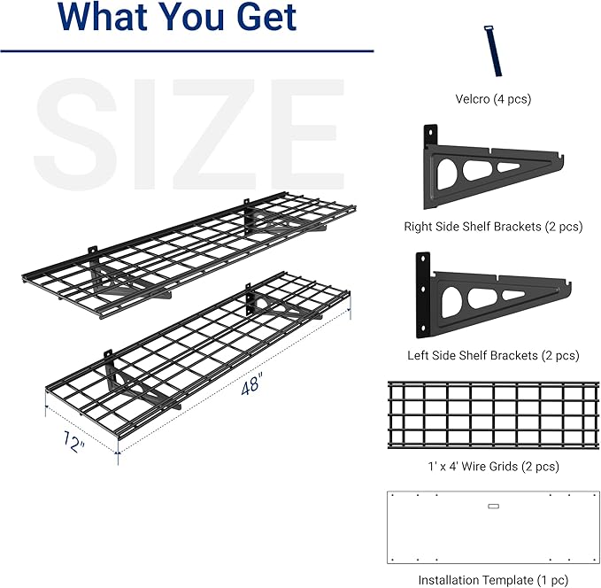 FLEXIMOUNTS 2-Pack 1x4ft 12-inch-by-48-inch Wall Shelf Garage Storage Rack Wall - Image 3