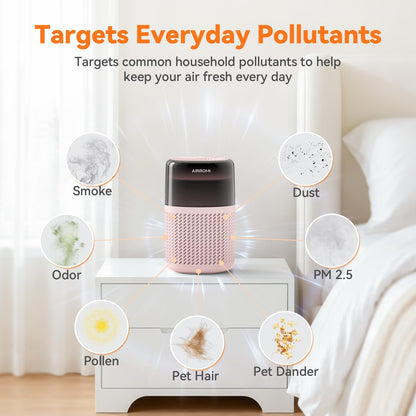 airromi hepa air purifier for bedroom&home,pet air purifier, close-up detail