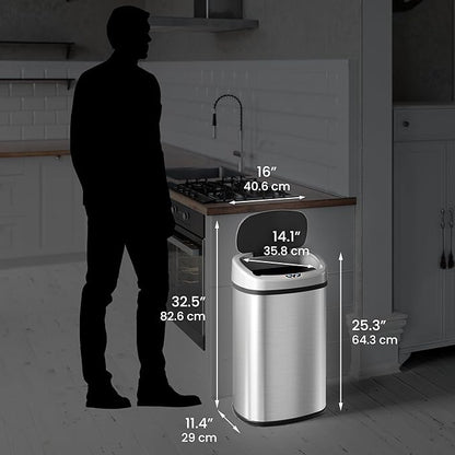 iTouchless 13 Gallon Oval Sensor Trash Can - Image 6