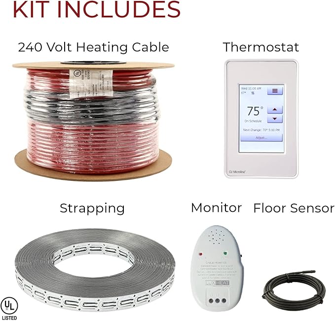 LuxHeat 140sqft Floor Heating Cable Kit - 240v Infloor Heat System - Heated - Image 9