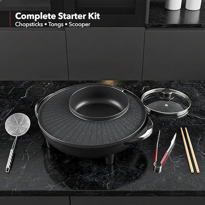 OVENTE Electric Hot Pot and Grill Combo, 2-in-1 Portable Countertop Cooker - Image 3