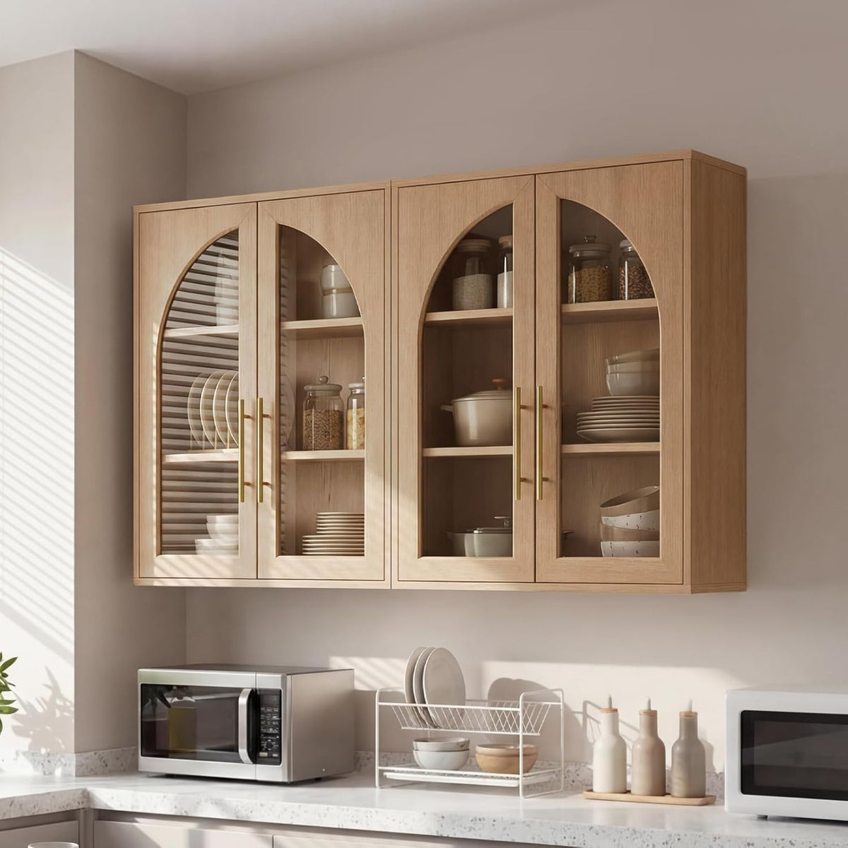 Bathroom Wall Cabinet, 23.5×31.4'' Storage Cabinet, Arched Cabinet Wa...