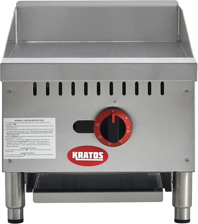Kratos 15" Wide Commercial Restaurant Gas Countertop Griddle, Thermostatic - Image 2