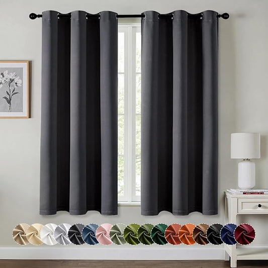 MIULEE Grey Blackout Curtains for Bedroom Living Room 63 Inches Long 2 Panels by MIULEE