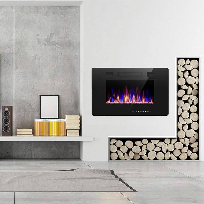 R.W.FLAME 30 inch Recessed and Wall Mounted Electric Fireplace, Low Noise - Image 8