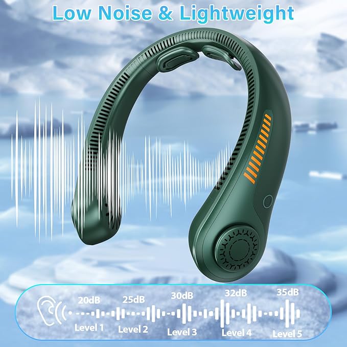 UZOPI Portable Neck Fan, Hands-Free, 5 Speeds, Gifts - Image 5