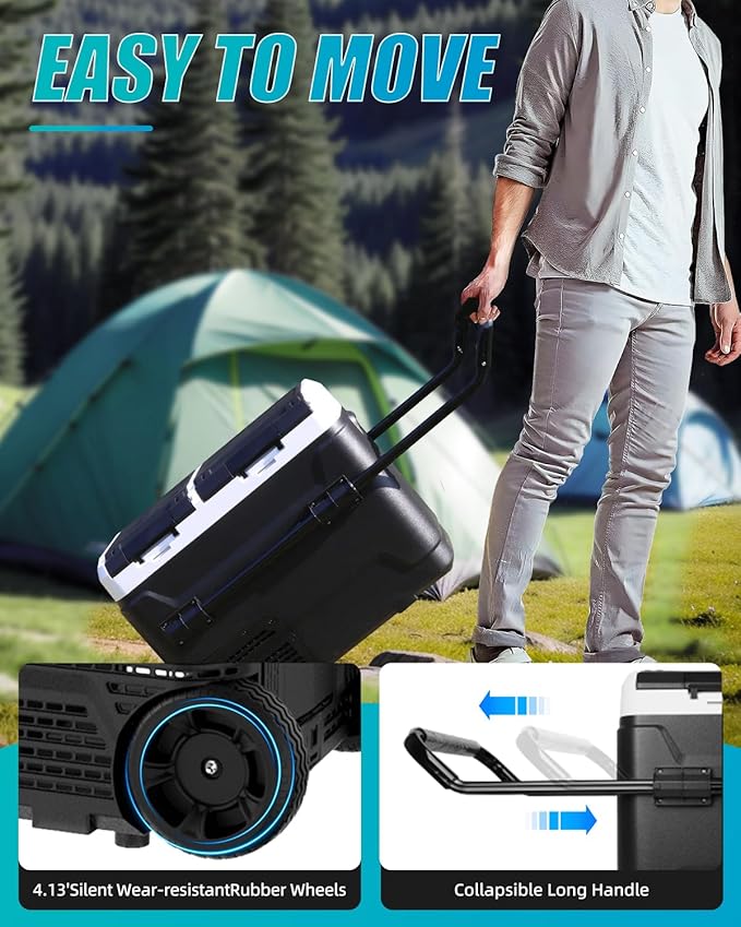 Electric Cooler with Battery 12V 52 Quart Car Refrigerator Dual Zone Dual Door - Image 3