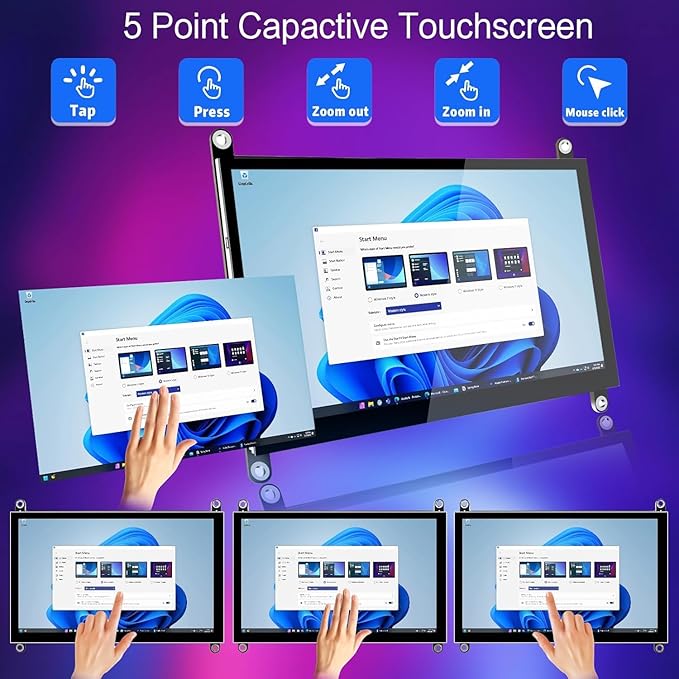 HAMTYSAN 7 Inch Raspberry Pi Screen Touchscreen Monitor 1024x600 Small HDMI - Image 3