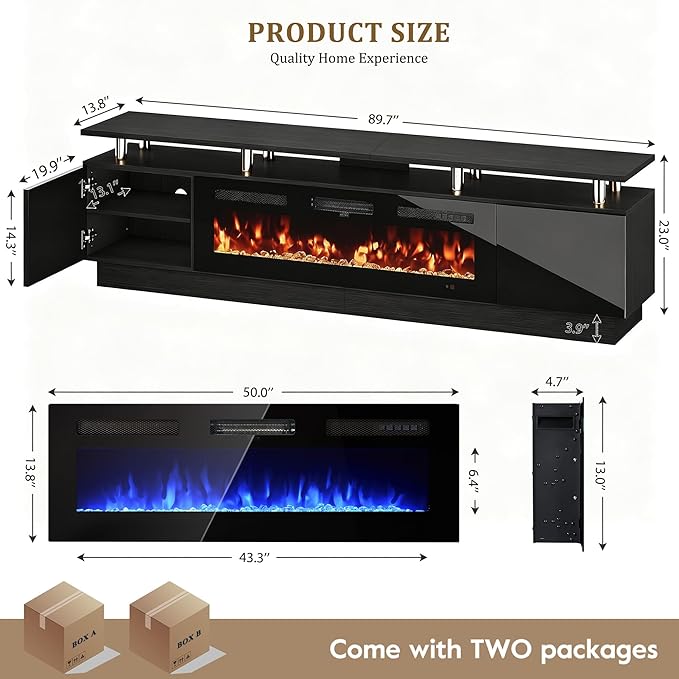 oneinmil 90'' Fireplace TV Stand - Image 2