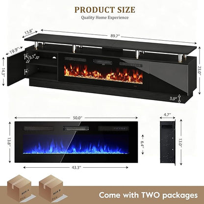 oneinmil 90'' Fireplace TV Stand - Image 2