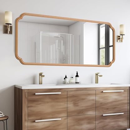 Natural Wood Framed Bathroom Mirror - Image 2