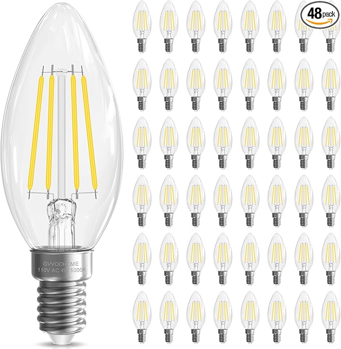 GvvooHome LED Candelabra Light Bulbs, E12 Bulb dimmable, 40 watt Equivalent by GvvooHome