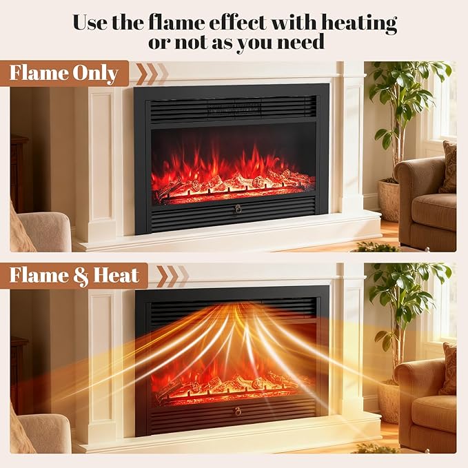 Giantex 33" Electric Fireplace Insert, Wall Recessed/Mounted, Freestanding - Image 6