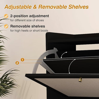 AVZEAR Shoe Cabinet, Shoe Cabinet Freestanding Tipping Bucket Shoe Rack - Image 4
