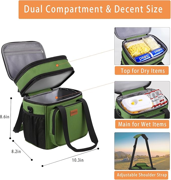 Expandable Large Insulated Lunch Box, Heavy Duty Lunch Cooler Bag Durable - Image 2