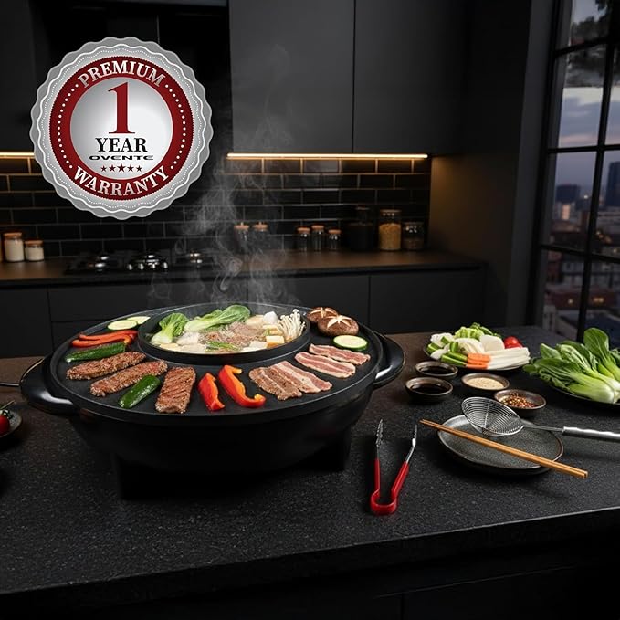 OVENTE Electric Hot Pot and Grill Combo, 2-in-1 Portable Countertop Cooker - Image 9