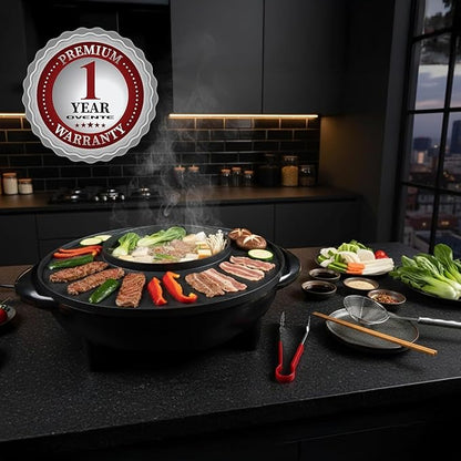 OVENTE Electric Hot Pot and Grill Combo, 2-in-1 Portable Countertop Cooker - Image 9