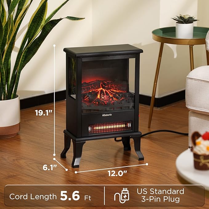 TURBRO Suburbs TS17Q Infrared Electric Fireplace Stove, Realistic Flame - Image 4