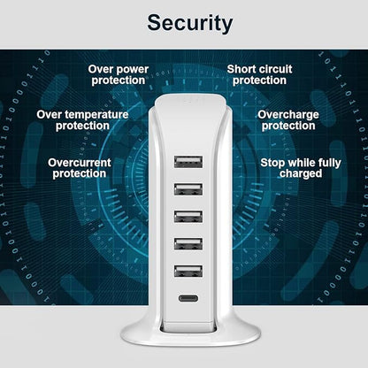 Charging Station for Multiple Devices 40W Upoy, Wall Charger Block 5 USB Ports - Image 7