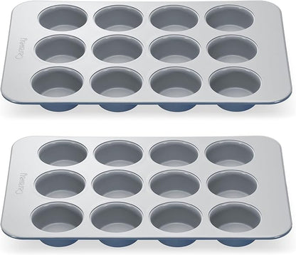 Caraway Non-Stick Ceramic 12-Cup Muffin Pan Duo by Caraway